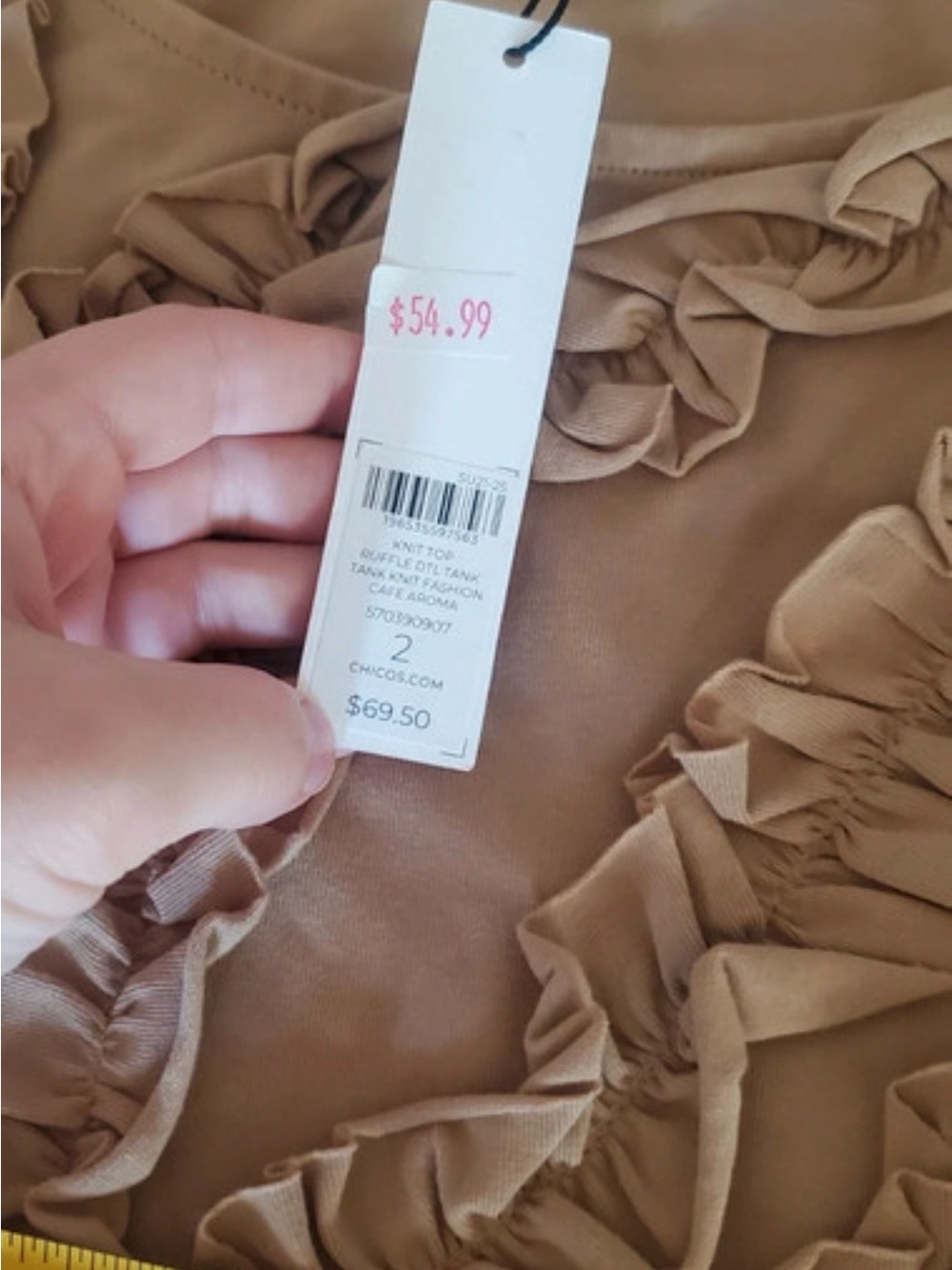 Chico's Tan Ruffle-Front Chemise - Picture 4 of 6